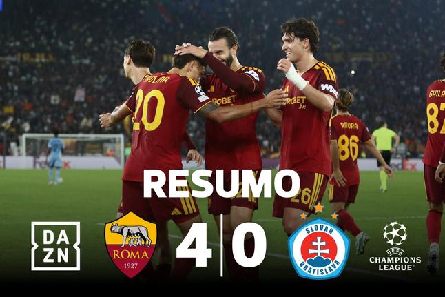 Roma dá espetáculo e goleia com Rodrigo Mora no onze (resumo)