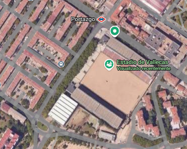 Estádio Vallecas, do Rayo Vallecano - Imagem: Google Earth