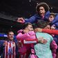 Jogadores do Atlético Madrid festejam triunfo sobre o Bayer Leverkusen