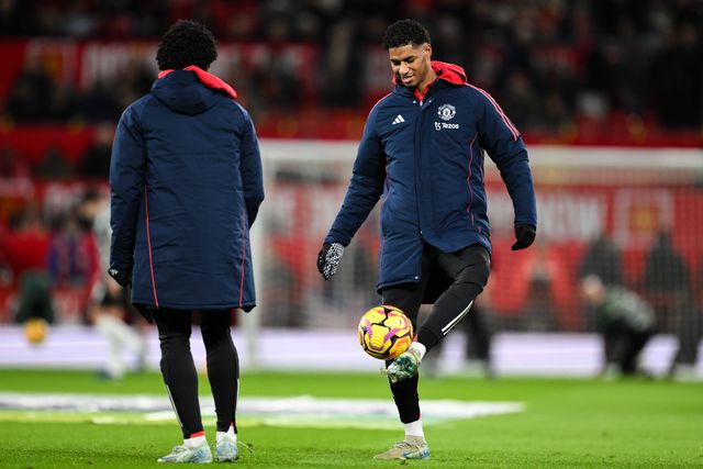 Marcus Rashford no aquecimento do Manchester United