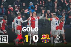4 meses depois, Slavia volta a marcar na Champions às custas do Barcelona
