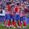 Atlético Madrid festeja golo marcado ao Getafe, apontado por Sorloth