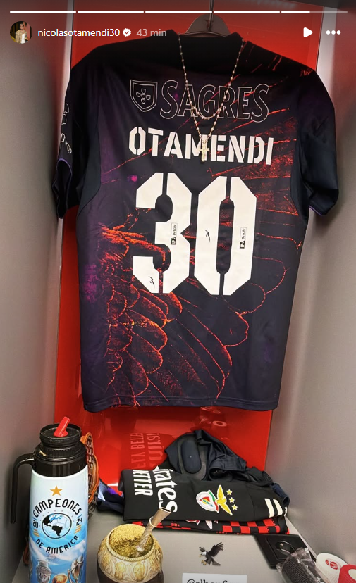 Otamendi revela o equipamento do Benfica