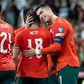 Cristiano Ronaldo a festejar o bis por Portugal frente à Hungria em Alvalade