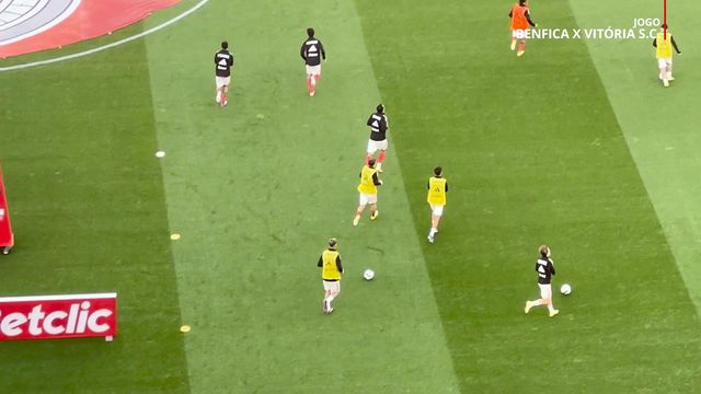 Benfica ovacionado na entrada no relvado