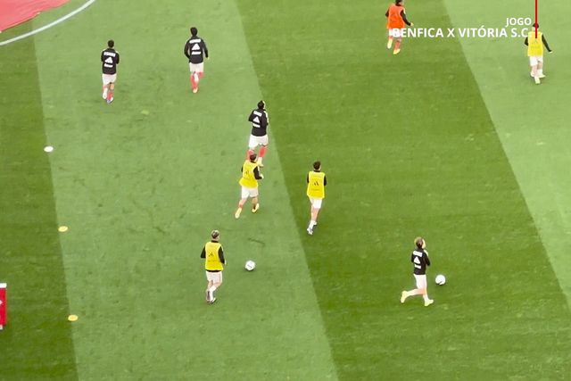 Benfica ovacionado na entrada no relvado