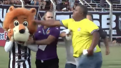 Insólito: mascote provoca adeptos rivais, leva soco do presidente e é expulsa (vídeo)
