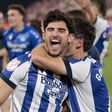 Gonçalo Guedes a celebrar a sua segunda Taça do Rei, a primeira com a Real Sociedad
