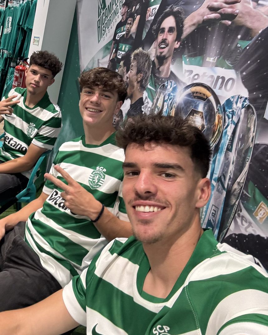 Trio do Sporting B - Manuel Mendonça, Mauro Couto e Flávio Gonçalves - na Loja Verde