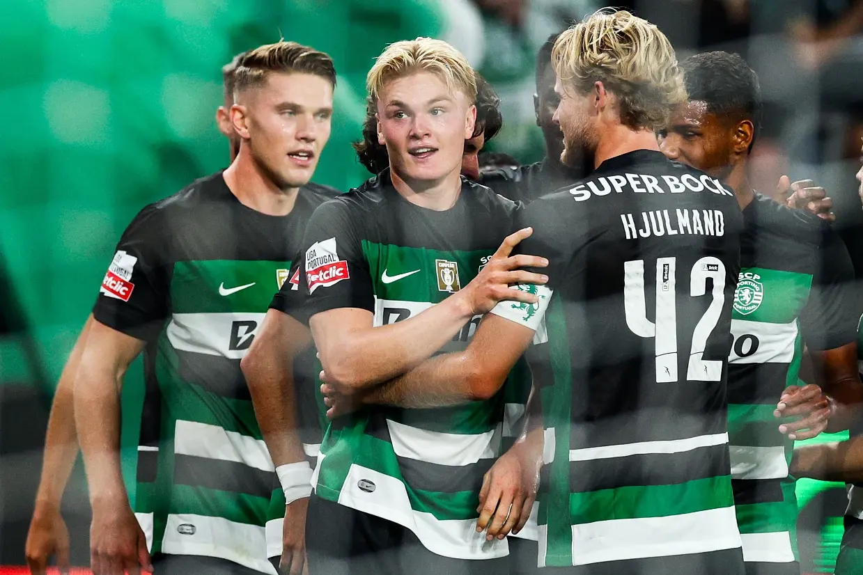 Gyokeres, Harder e Hjulmand em representação nórdica de leão ao peito - Foto: Lusa
