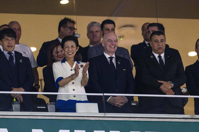 Gianni Infantino no Tunísia-Japão, em Monterrey