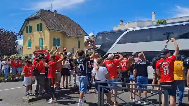 Adeptos eufóricos com chegada da equipa a França