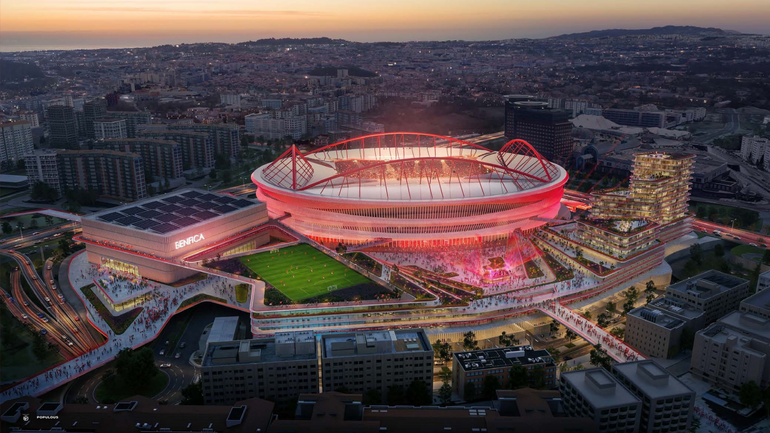 Vista geral do projeto Benfica District à noite
