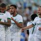 Jogadores do Sporting a celebrarem o golo de Trincão
