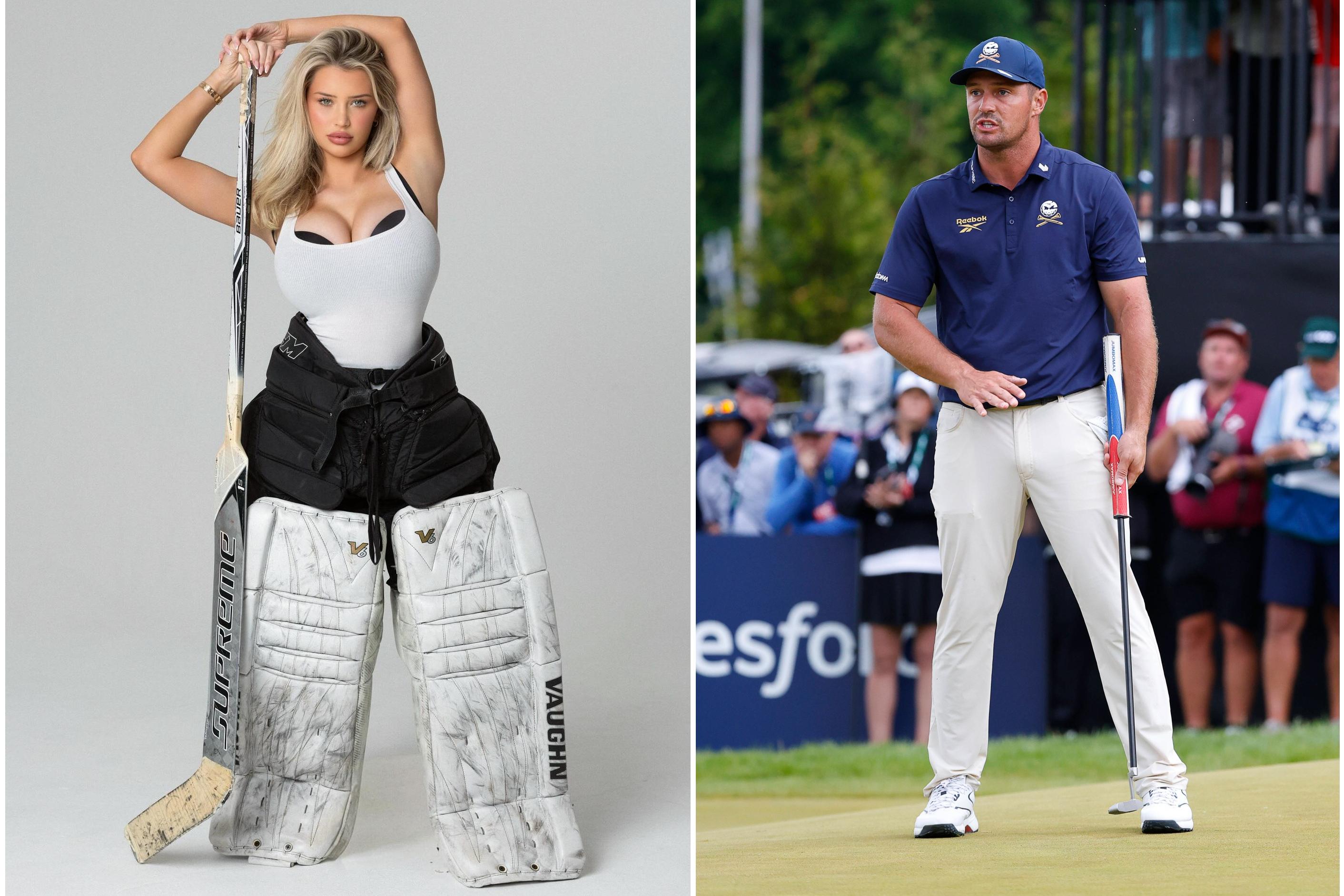 Mikayla Demaiter e Bryson DeChambeau. Fotos Instagram e IMAGO