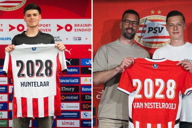 Van Nistelrooij e Huntelaar finalmente juntos no ataque... através dos filhos