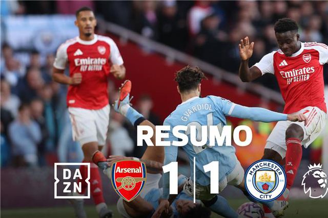 Arsenal empata com o Man. City e quem fica a sorrir é o Liverpool (resumo)