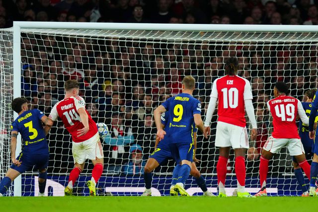 Gyokeres marca o segundo golo da conta pessoal e o quarto do Arsenal frente ao Atlético Madrid. FOTO IMAGO/Javier Garcia Shutterstock