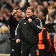 A satisfação no rosto de Eddie Howe após a vitória frente ao Benfica
