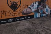 Mural de Di María vandalizado em Rosário, no seu primeiro clube, o El Torito - Foto: Rosario3