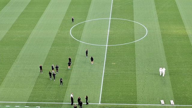 Jogadores do Benfica pisam o relvado de Alvalade