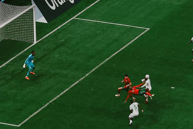O momento do golo de El Kaabi, o 2-0 de Marrocos - Foto: Confederação Africana de Futebol