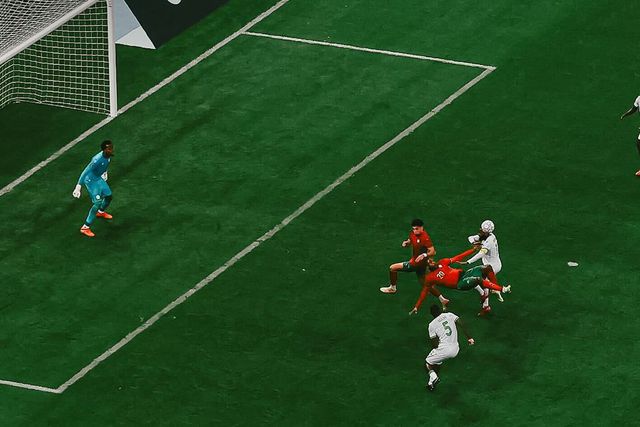 O momento do golo de El Kaabi, o 2-0 de Marrocos - Foto: Confederação Africana de Futebol