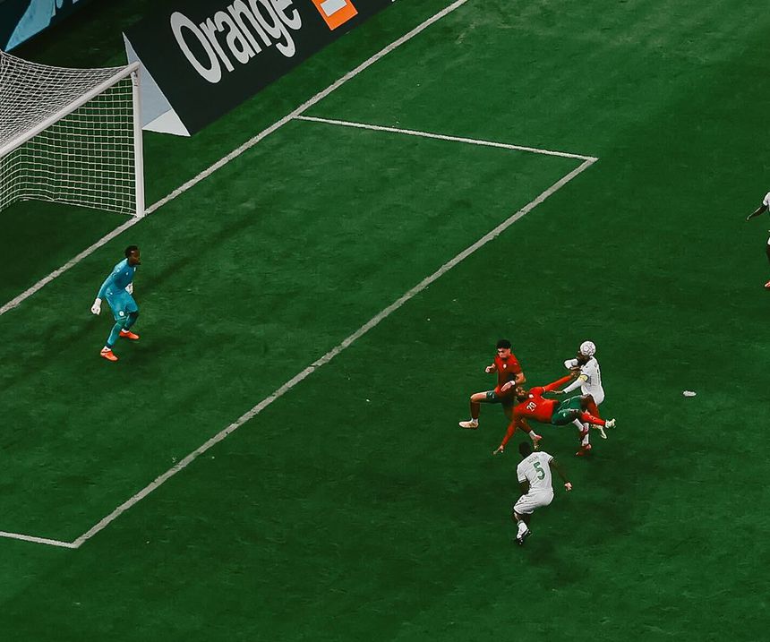 O momento do golo de El Kaabi, o 2-0 de Marrocos - Foto: Confederação Africana de Futebol