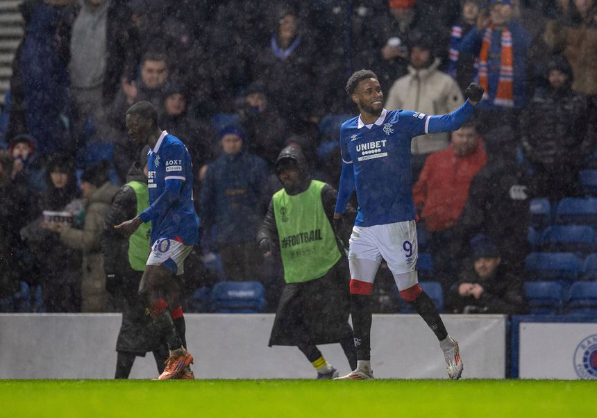 Chermiti a celebrar o golo de Diomande no Rangers
