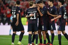 Jogadores do Benfica festejam no jogo com o Aves SAD (foto: Sérgio Miguel Santos/Kapta+)