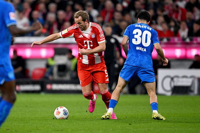 Harry Kane em ação frente ao Leverkusen