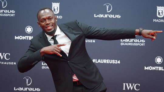 Usain Bolt feliz depois de conhecer Jude Bellingham