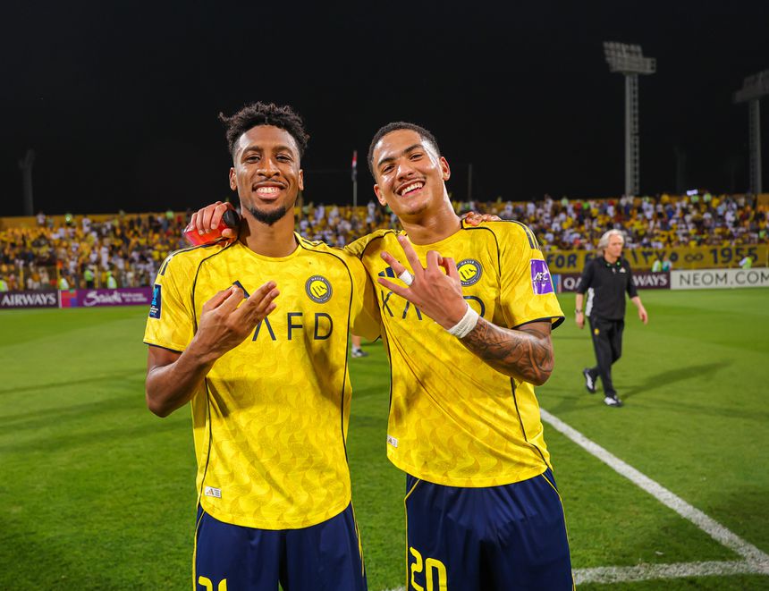 Coman e Ângelo foram as figuras do Al NAssr, o primeiro com três golos, o segundo com três assistências e um golo - Foto: Al Nassr