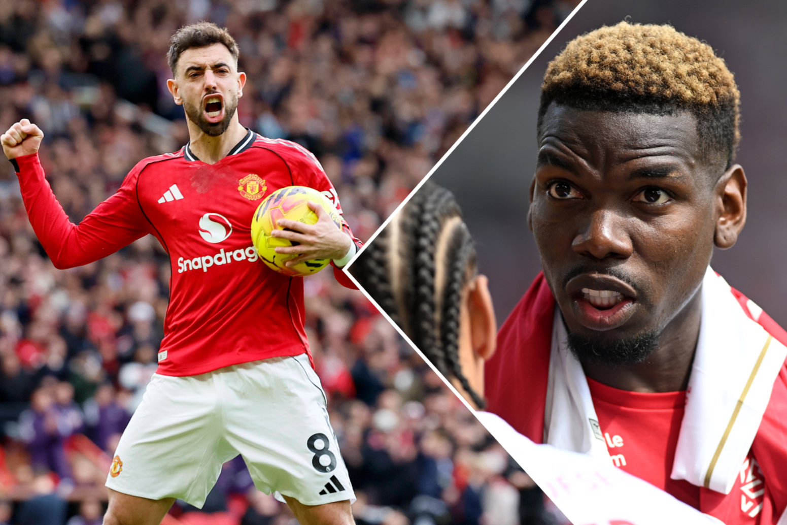 Bruno Fernandes também tem algo a dizer sobre Paul Pogba - Fotos: IMAGO