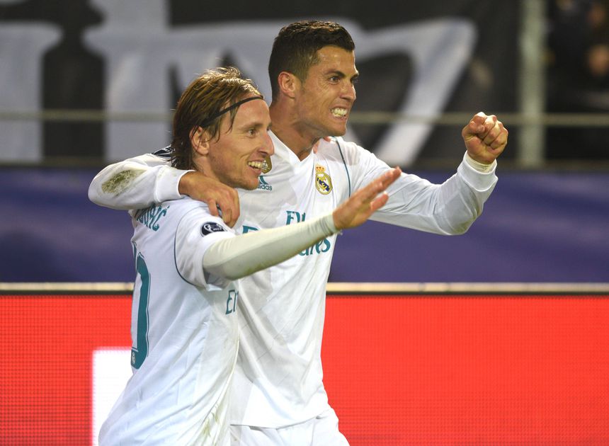 Modric e Cristiano Ronaldo juntos no Real Madrid