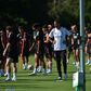 Ambiente tranquilo no treino do Benfica