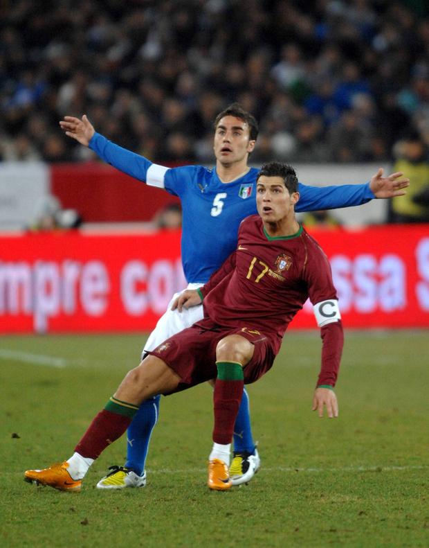 Cannavaro e Ronaldo no Itália-Portugal de 2008 (IMAGO)