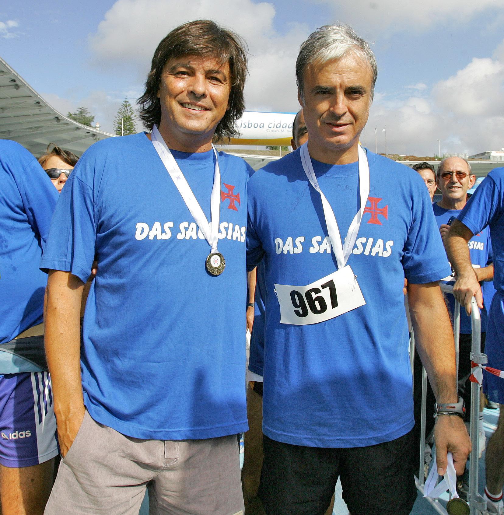 Luís Represas e João Gil na corrida das Salésias ao Restelo em outubro de 2006 - Foto: A BOLA