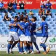 Não faltaram motivos para festejos azuis, este sábado, no Restelo: o Belenenses goleou a UD Santarém por 5-0 — Foto: FPF