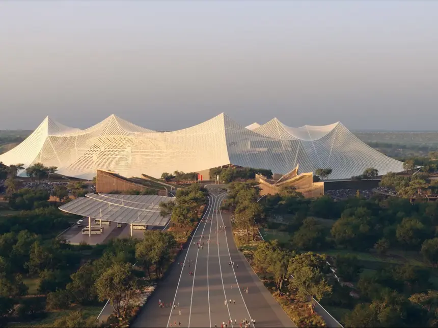 Estádio Hassan II, Casablanca, capacidade para 115 mil espectadores