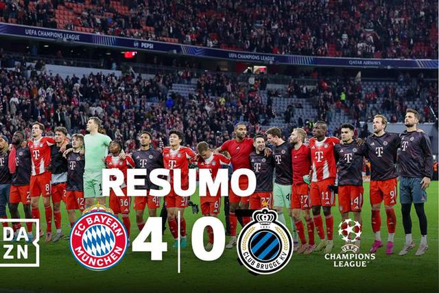 Máquina bávara em alta rotação despachou Club Brugge (resumo)