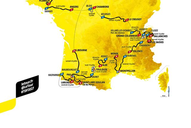 O percurso completo da Volta a França 2027