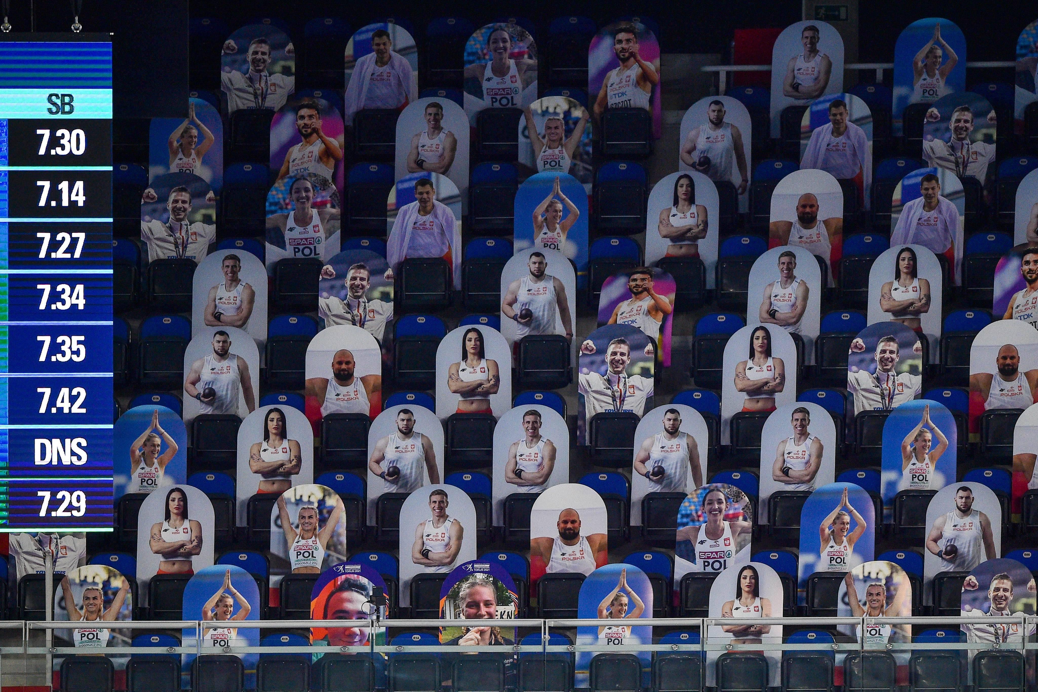 Assim estavam as bancadas da Kujawsko-Pomorska Arena Torun na edição de 2021 realizada à 'porta fechada'         Fotografia Imago