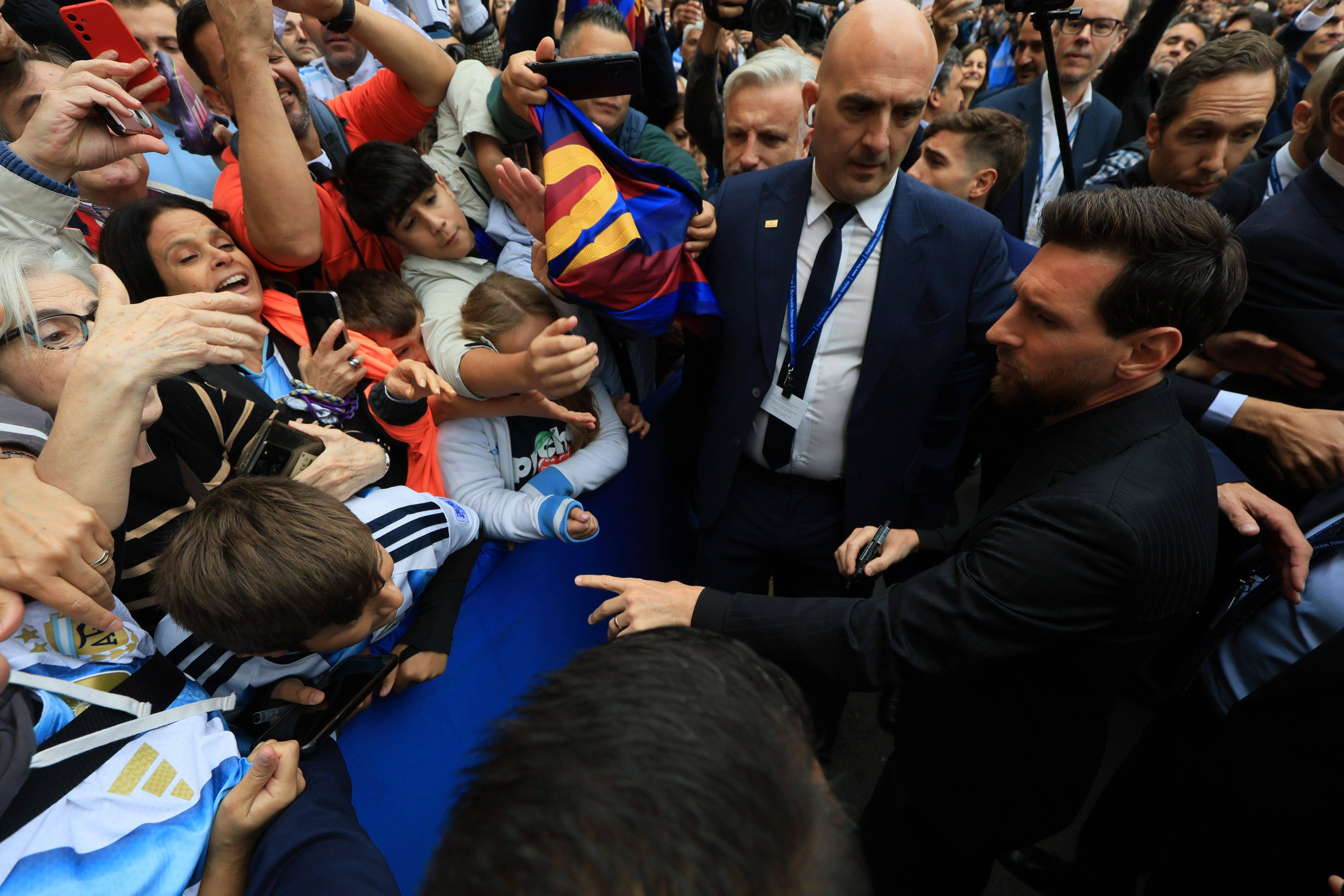 Lionel Messi no Hotel de la Reconquista, em Oviedo, para participar na edição de 2026 dos Prémios Princesa das Astúrias