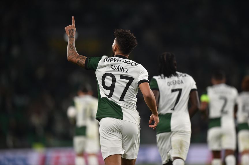 Luis Suárez fez o 3-0 do Sporting - Foto: Miguel Nunes