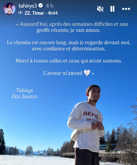 Mensagem de Tahirys Dos Santos nas redes sociais