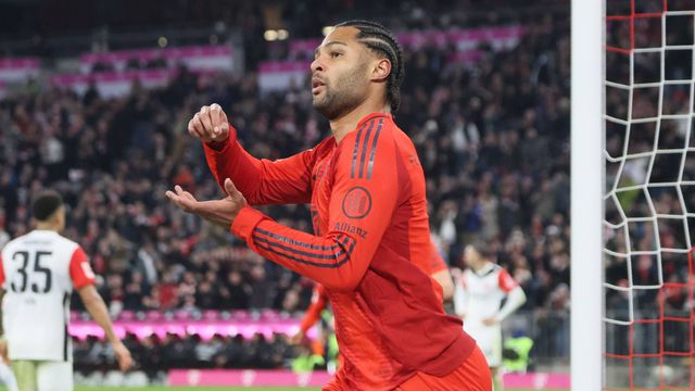 Gnabry a fazer a sua celebração após mais um golo pelo Bayern