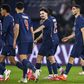 Vitinha festeja com Gonçalo Ramos e os restantes companheiros um golo do PSG (FOTO IMAGO)