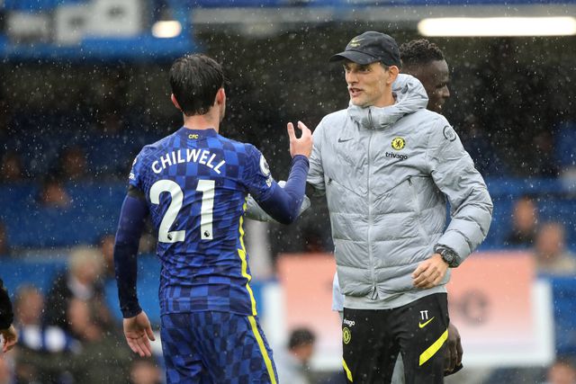 Thomas Tuchel com Ben Chilwell, quando ambos estavam no Chelsea