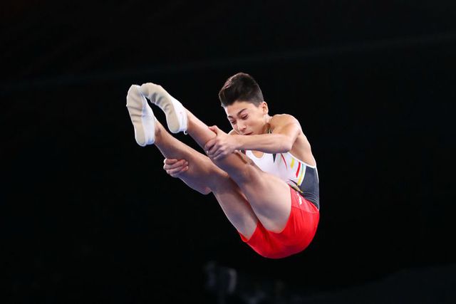Pedro Ferreira e Gabriel Albuquerque na final da Taça do Mundo de trampolins